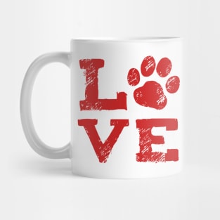 LOVE with Dog Paw Print Mug